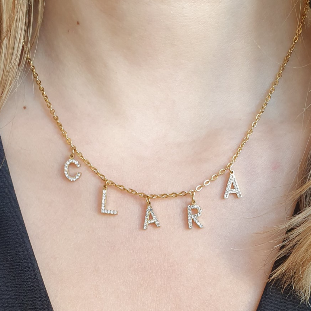 Collier lettres strass personnalisé