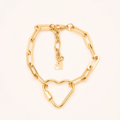 Bracelet maille ovale et pendentif coeur