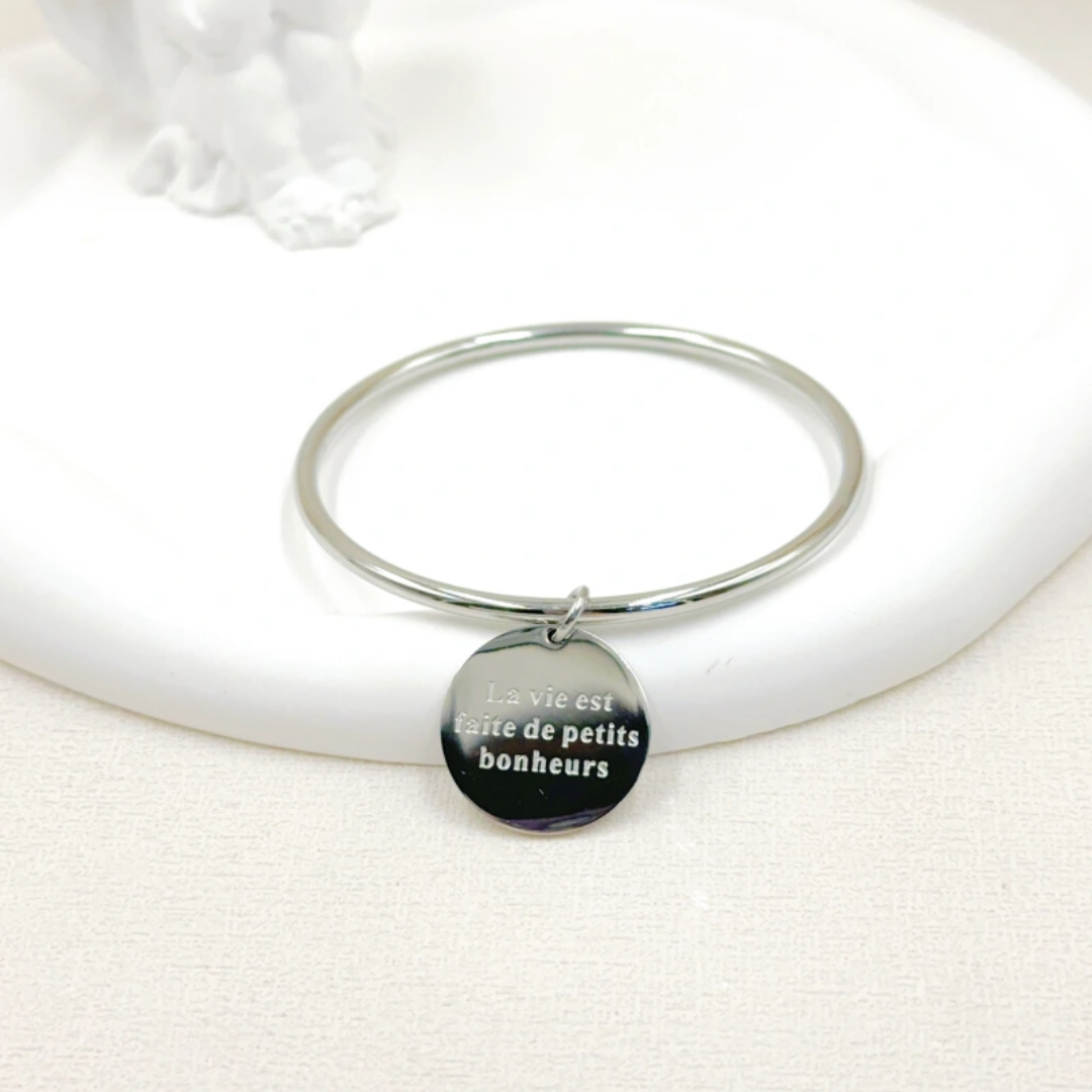 Bracelet jonc "La vie est faite de petits bonheurs"